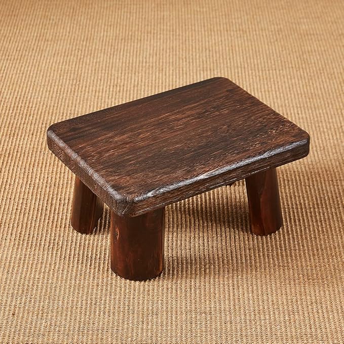 Wooden Stool, Rectangular Bedside Step Stool, Step Ladder for Kitchen & Bathroom, Foot Rest Stool Under Desk, Super Sturdy Hold Up to 500 LBS