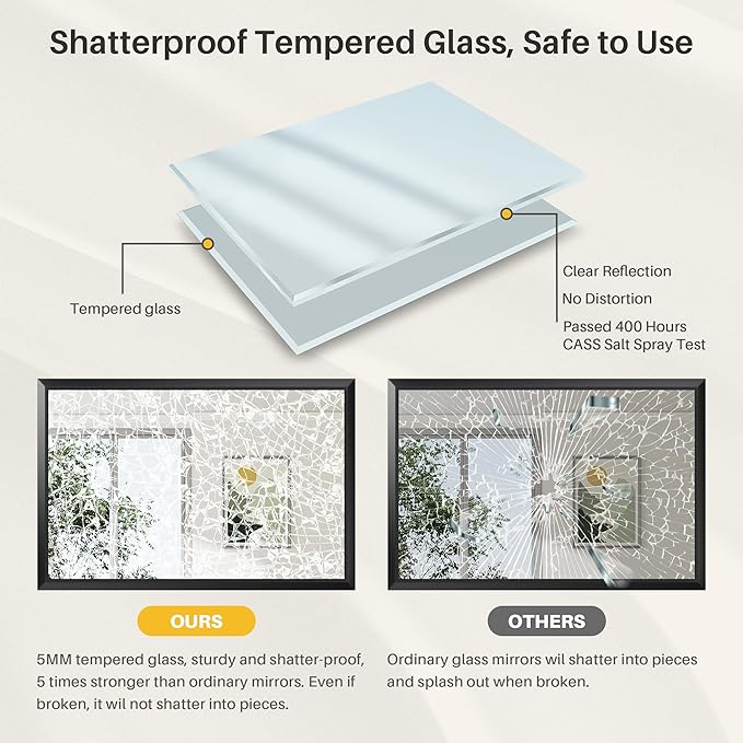 40x36 Inch Black Bathroom Mirror for Wall, Thick Metal Framed Rectangle Mirrors for Over Sink, Bedroom, Living Room, Entryway, Anti-Rust, HD Tempered Glass