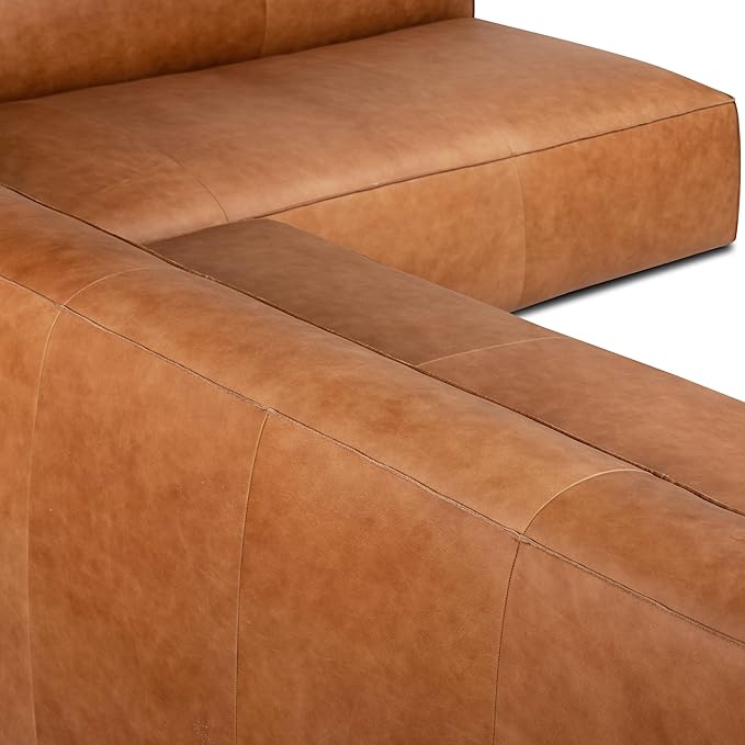 POLY & BARK Piazza Reversible Corner Sectional 125" Sofa in Bourbon Tan