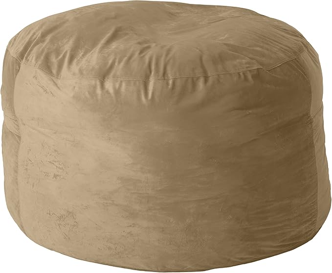 Sofa Sack Bean Bag Chair Cover Only, for Adults and Kids, Without Filling Comfy Fluffy Round or Oval Beanbag Chair Cover Replacement, Lazy Sofa Cover for Reading Chair or Floor Chair, 5-Feet, Camel