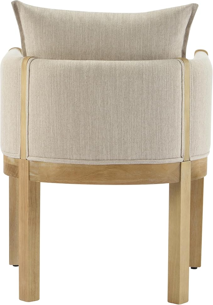 Christopher Knight Home Lucid Linen Upholstered Dining Chairs Set of 2, Rubber Wood Dining Room Chairs, Modern Armchair, Extra Seating for Dining Room, Versatile Indoor Furniture, Beige + Natural