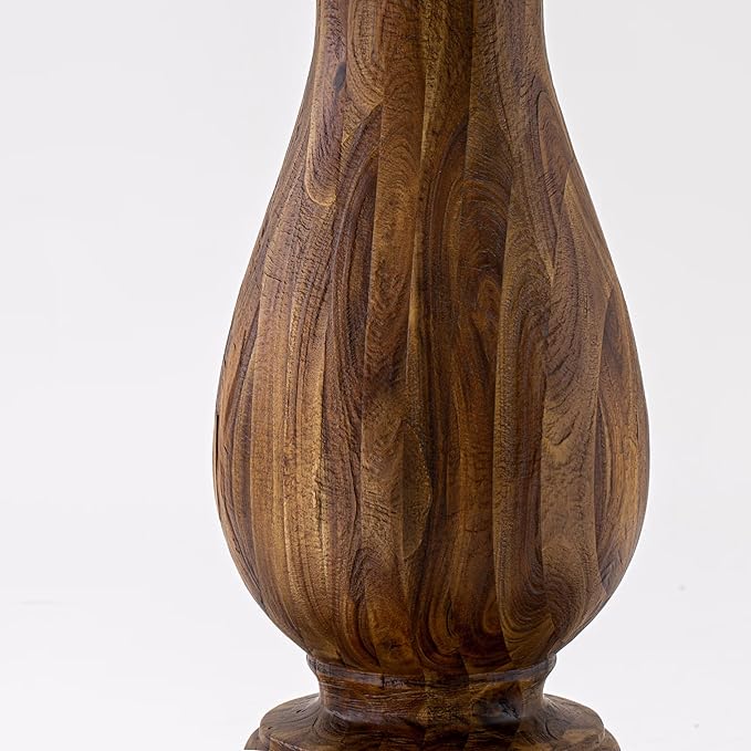 F52-0N-TP - Kitchen Table with Acacia Wood Round Tabletop, Antique Walnut Finish