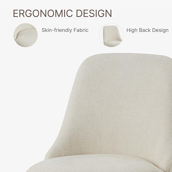 Swivel Dining Chair Mid Century Modern DeskChair High Back Upholstered Linen Fabric SideChair for Kitchen Diningroom Bedroom,Linen,4 Box