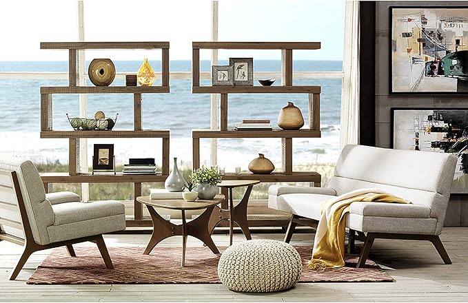 INK+IVY Blaze Triangle Wood Coffee Table Plywood with Wood Veneer Legs, Mid-Century Modern, Easy Assembly, Accent Furniture For Living Room, Minimalist Décor, Brown