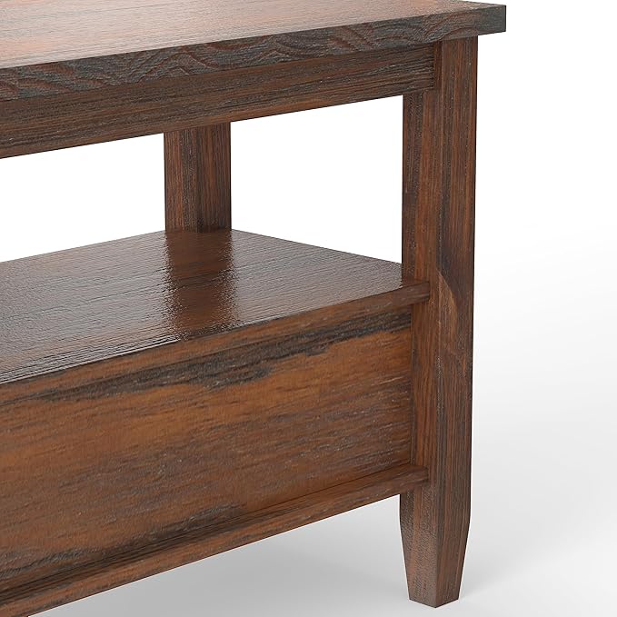 SIMPLIHOME Warm Shaker SOLID WOOD 14 Inch Wide Rectangle Transitional Narrow Side Table in Distressed Charcoal Brown, For the Living Room and Bedroom