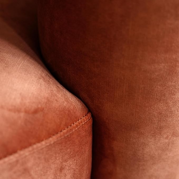 Acanva Luxury Modern Tight Curved Back Velvet Sofa, Minimalist Style Comfy Couch for Living Room Apartment Reception Space, Tangerine Single Chair Set of 2