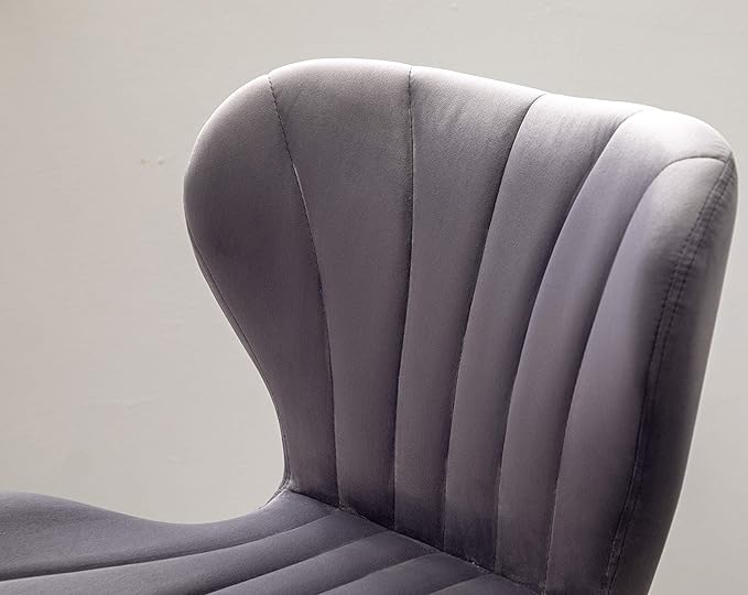 Roundhill Furniture Ellston Velvet Adjustable Swivel Barstools in Gray, Set of 2, Grey
