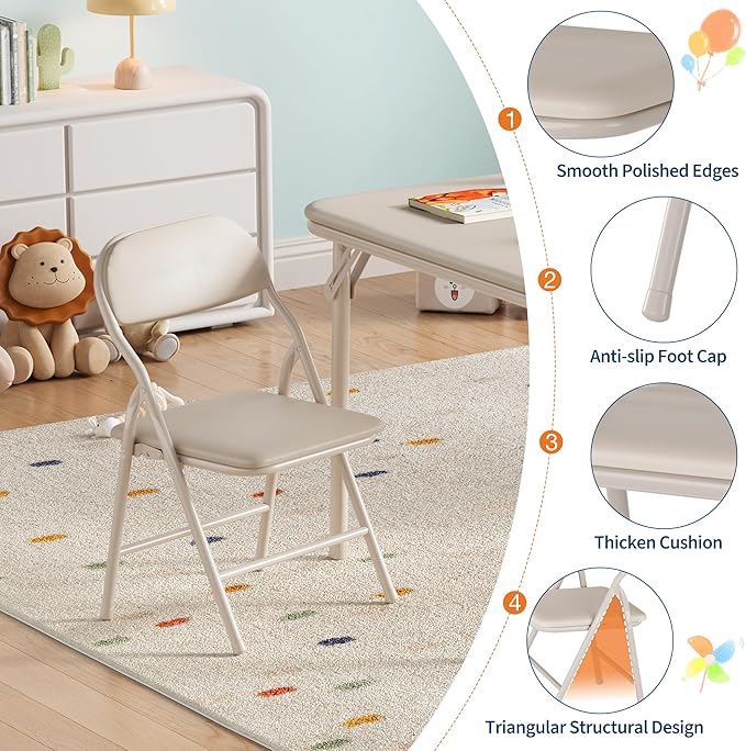 GarveeHome 7-Piece Kids Folding Table and Chairs Set, Toddlers Children's Activity Table and Chairs Set for Dining Room,Daycare,Classrooms