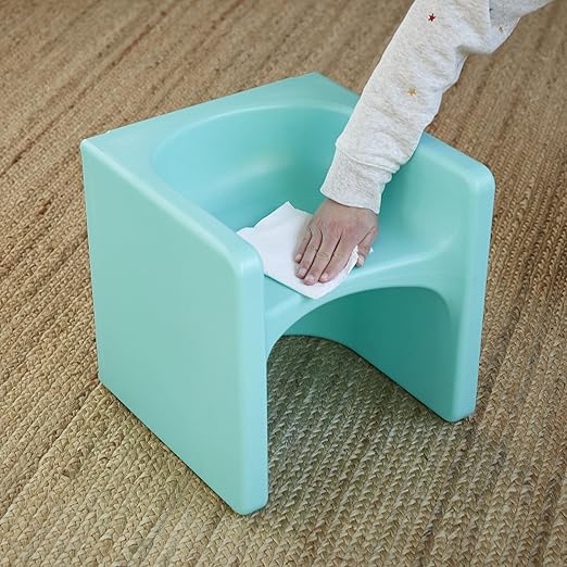 ECR4Kids Tri-Me Table and Cube Chair Set, Multipurpose Furniture, Aqua, 3-Piece