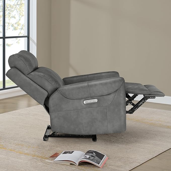 Leather Recliner Chair for Adults Wall Hugger RV Recliner with USB Charging Ports Electric Power Reclining Sofa for Living Room Home Theater Seating Bedroom