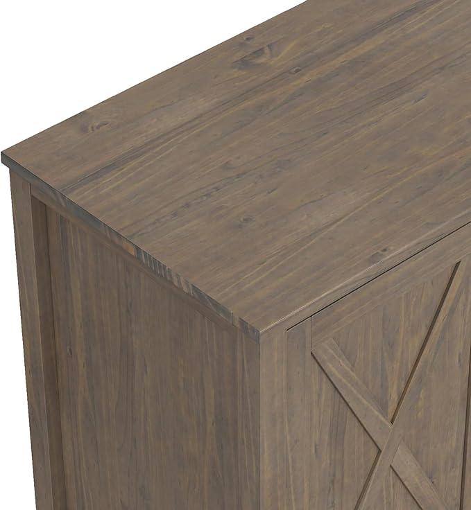 SIMPLIHOME Ela Solid Wood 53 inch Wide Transitional TV Media Stand in Smoky Brown for TVs up to 60 inches for The Living Room and Entertainment Center