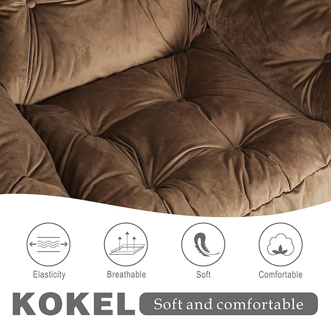 Lazy Chair with Folding Ottoman,Living Room Chairs, Accent Contemporary Lounge Chair, Single Steel Frame Leisure Sofa Chair with Armrests and A Side Pocket (Brown)