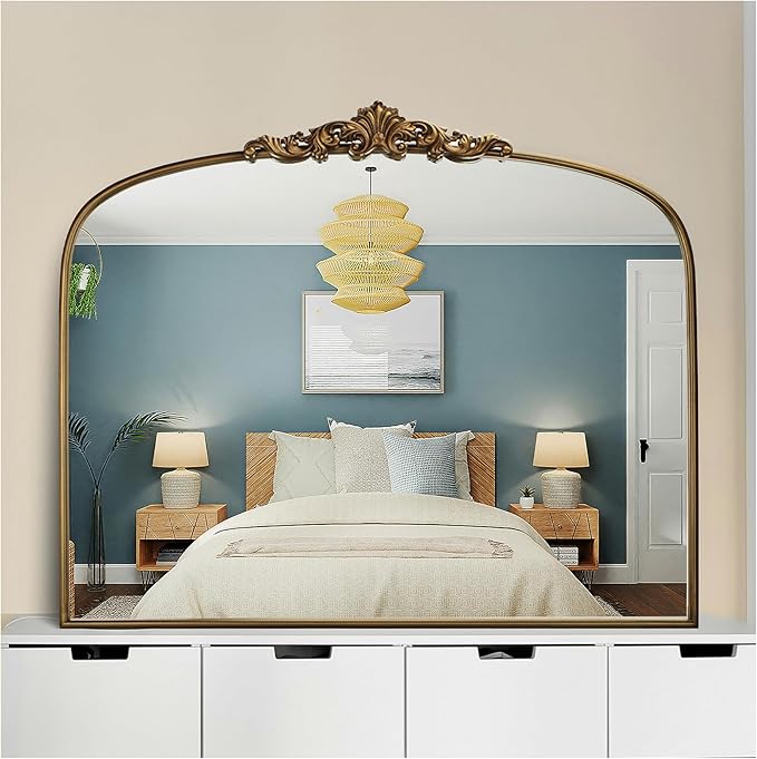 36"X30" Vintage Gold Mirror Baroque Mirror for Wall,Ornate Mirror with Metal Frame,Decorative Mirrors for Living Room,Entryway,Bathroom,and Bedroom