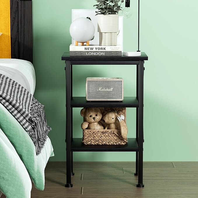 VECELO Modern Nightstands X-Design Side End Table Night Stand with Storage Shelf for Bedroom,Living Room,