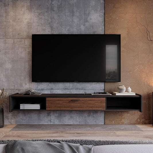 47'' Floating TV Stand,Wall Mounted TV Console,Floating TV Cabinet,Under TV Shelf for Bedroom Living Room(Walnut)