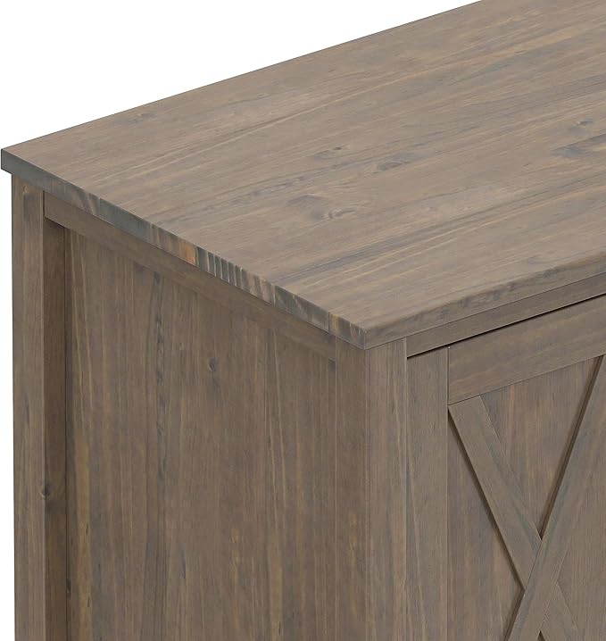 SIMPLIHOME Ela SOLID WOOD 72 inch Wide Transitional TV Media Stand in Smoky Brown For TVs up to 80 inches for the Living Room and Entertainment Center