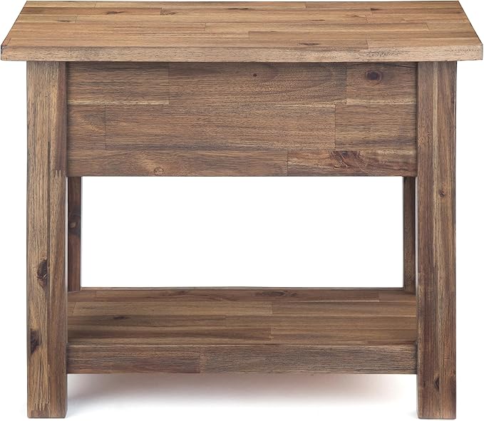 SIMPLIHOME Monroe SOLID ACACIA WOOD 14 inch Wide Rectangle Rustic Narrow Side Table in Rustic Natural Aged Brown for the Living Room and Bedroom