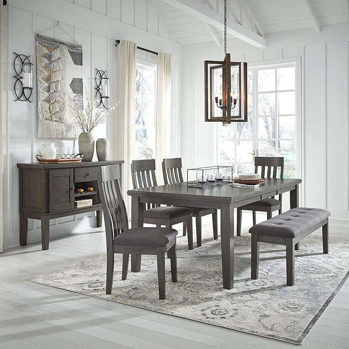 Signature Design by Ashley Hallanden Modern Slat Back 18.63" Dining Room Chair, Set of 2, Gray