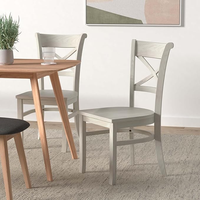 IC International Concepts Set of 2 35.8" H Charlotte X-Back Dining Solid Parawood, Stylish and Comfortable Chairs, 18.5''W Seat, Paint or Stain in Any Color to Match Your Decor, Unfinished