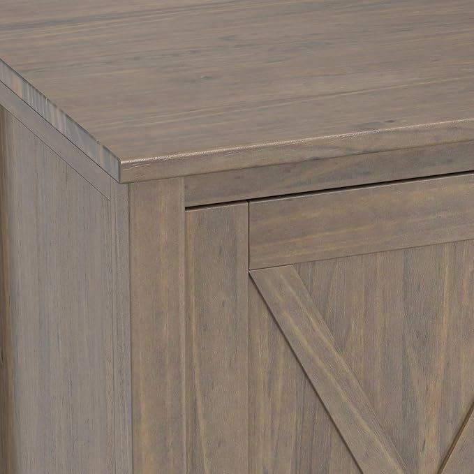 SIMPLIHOME Ela Solid Wood 53 inch Wide Transitional TV Media Stand in Smoky Brown for TVs up to 60 inches for The Living Room and Entertainment Center