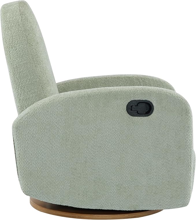 Christopher Knight Home Sidney Boucle Fabric Upholstered 360° Swivel Chair, Push-Back Recliner, Solid Wood Glider Recliner with Rotation, Living Room Lounge Chair, Adjustable Backrest, Greyish Green