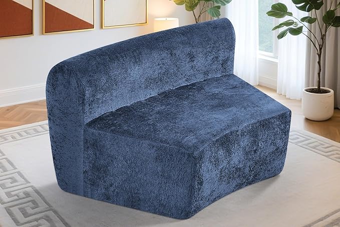 Homguava Modular Sectional Sofa, Memory Foam Couch Single Sofa Chair with Deep Seat, Modern Upholstered Sofa Couches for Living Room Apartment Office, No Assembly Required, Blue