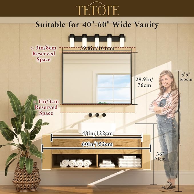 TETOTE Brushed Nickel Bathroom Mirror for Over Sink 40" x 30" Brushed Nickel Beveled Framed Rectangle Vanity Mirror for Bathroom, Bedroom, Entryway, Living Room, Tempered Glass, Stronger Frame