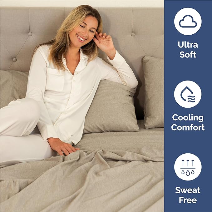 King Size 4 Piece Sheet Set - Comfy Breathable & Cooling Bed Sheets Set - Hotel Luxury Bedding for Women, Men, Kids, Teens, Boys & Girls - Deep Pockets, Soft & Wrinkle Free - Beige (Heathered Sheets)