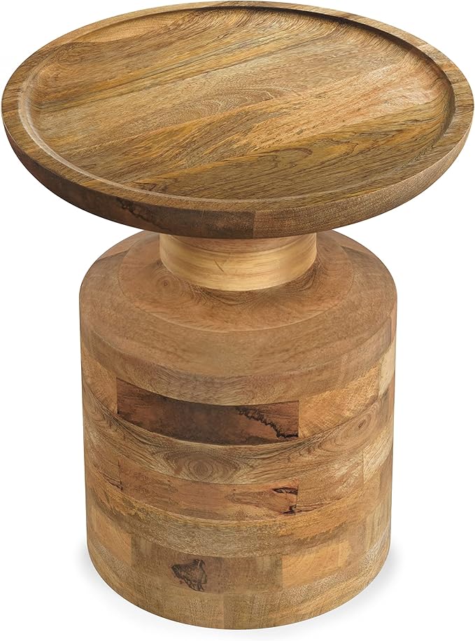 SIMPLIHOME Haynes 16-inch Wide Solid Mango End Table in Natural, Handcrafted Boho-Style Accent Table for Living, Bedroom, or Home Office, Assembled