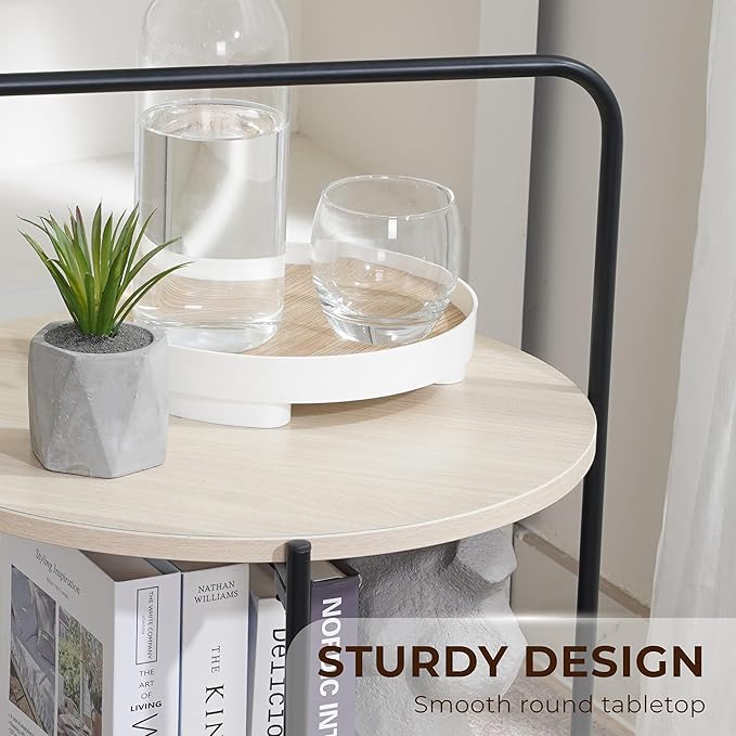 Mijas 2-Tier Side Table, Round End Table, A Stylish and Functional Addition for Home & Office, Perfect for Decor, Storage Solutions, and Enhancing Any Living Space (Natural)