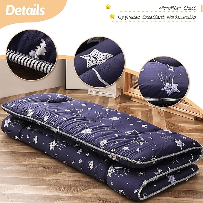 Navy Star Futon Mattress Japanese Floor Mattress Tatami Floor Mat Foldable Bed Portable Camping Mattress Kids Sleeping Pad Floor Lounger Couch Bed Queen Size