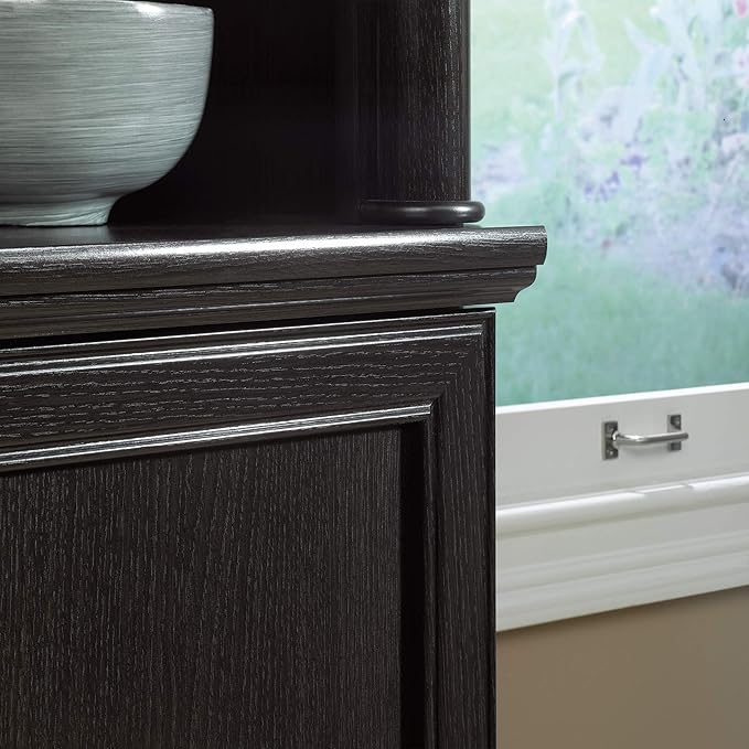 Sauder Palladia Library with Doors/Book Shelf, L: 29.37" x W: 13.90" x H: 71.85", Wind Oak