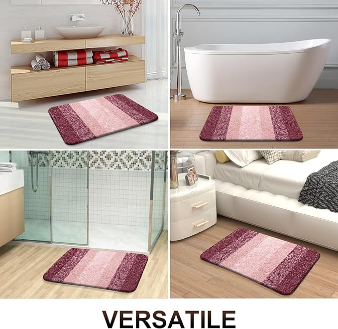 OLANLY Luxury Toilet Rugs U-Shaped 24x20, Extra Soft and Absorbent Microfiber Bathroom Rugs, Non-Slip Plush Shaggy Bath Mat, Machine Wash Dry, Contour Bathroom Mats for Toilet Base, Red