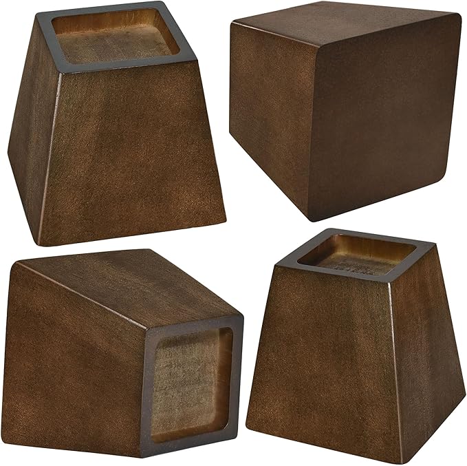 Sopicoz Wooden Furniture Risers Tapered Bed Risers (Brown 4pcs, 3 inch Pyramid)