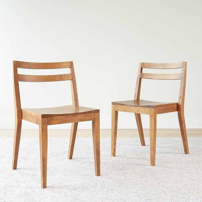 Grain & Grove Davie Dining Room Chairs Set of 4, Solid Wood Modern Kitchen Chair for Living Room, Kitchen, Pecan