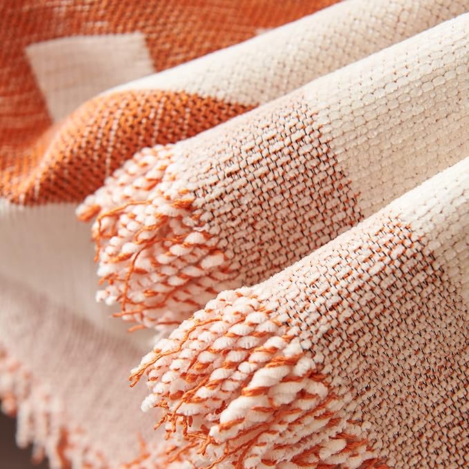 STACYPIK Thick Warm Orange Sofa Cover Armchair Slipcover Boho Geometric Couch Cover for Sectional Sofa Caramel Loveseat Cover Anti-Slip Chenille Couch Protector for 2 Cushion Couch Home Decor-71X102IN