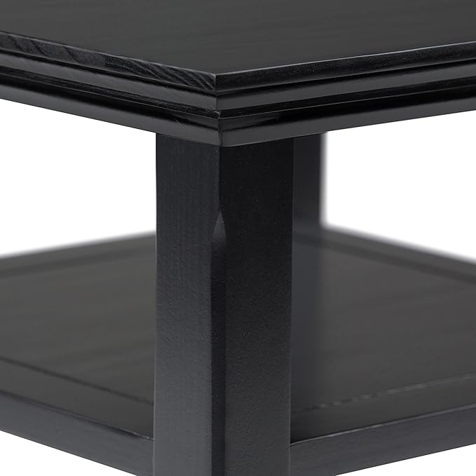 SIMPLIHOME Acadian SOLID WOOD 19 inch Wide Square Transitional End Table in Black for the Living Room and Bedroom