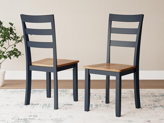 Signature Design by Ashley Gesthaven Solid Wood Frame Dining Chair, Set of 2, Blue/Natural