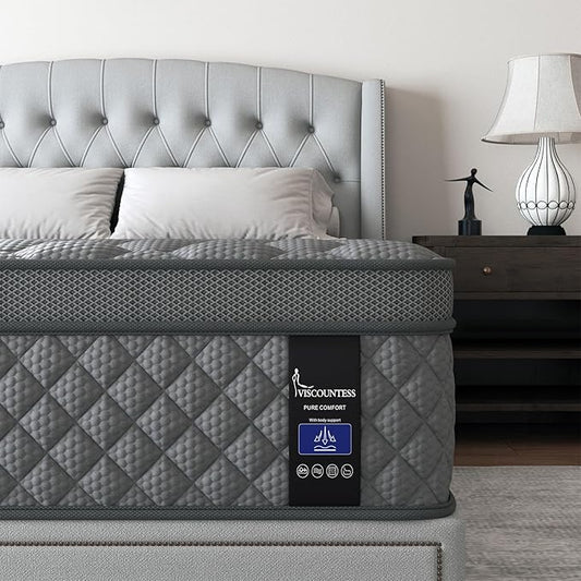 Twin Hybrid Mattress, 10 Inch Medium Mattress Euro Top for Back & Lumbar Support, Individual Pocket Spring Bed for Motion Isolation & Pressure Relief