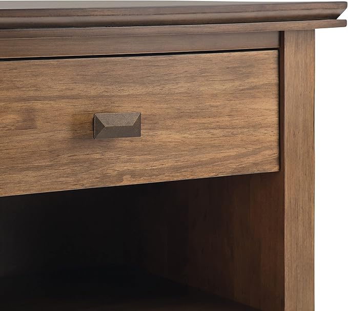 SIMPLIHOME Artisan SOLID WOOD 24 inch Wide Transitional Bedside Nightstand Table in Rustic Natural Aged Brown for the Living Room and Bedroom