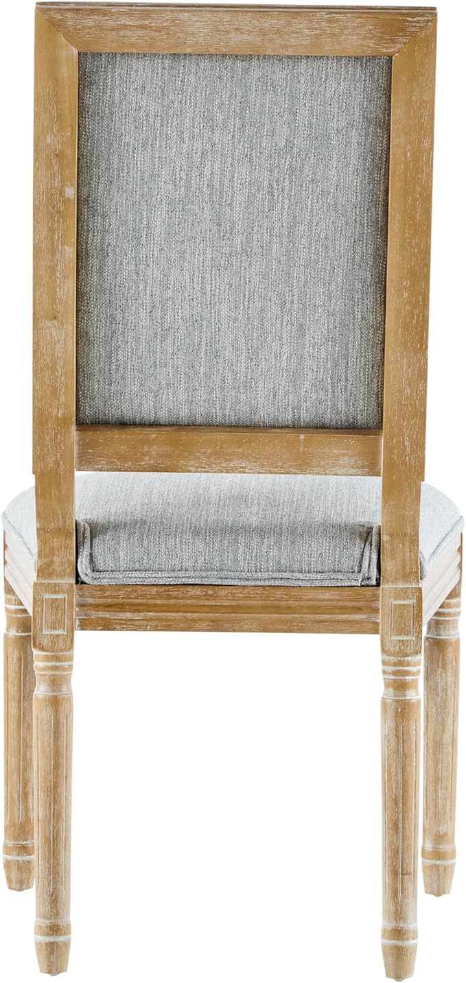 Christopher Knight Home Regina French Country Dining Chairs Set of 2, Wooden Dining Room Chair, High Back Kitchen Side Chair, Fabric Upholstered Armless Extra Seat, Grey and Natural
