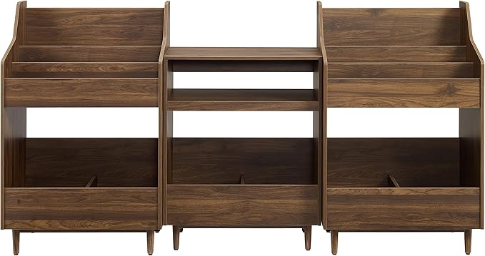Crosley Furniture Liam 3-Piece Turntable Record Player Stand And Vinyl Storage, Mid Century Modern, Walnut