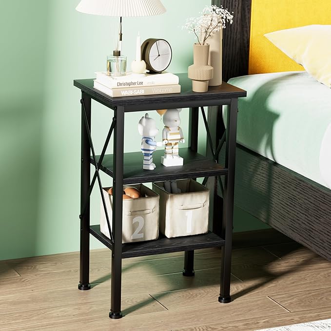 VECELO Modern Nightstands X-Design Side End Table Night Stand with Storage Shelf for Bedroom,Living Room,