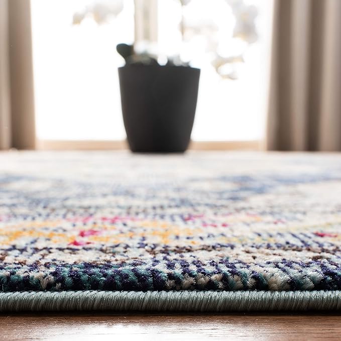 SAFAVIEH Monaco Collection Accent Rug - 2'2" x 4', Navy & Light Blue, Medallion Distressed Design, Non-Shedding & Easy Care, Ideal for High Traffic Areas in Entryway, Living Room, Bedroom (MNC243N)