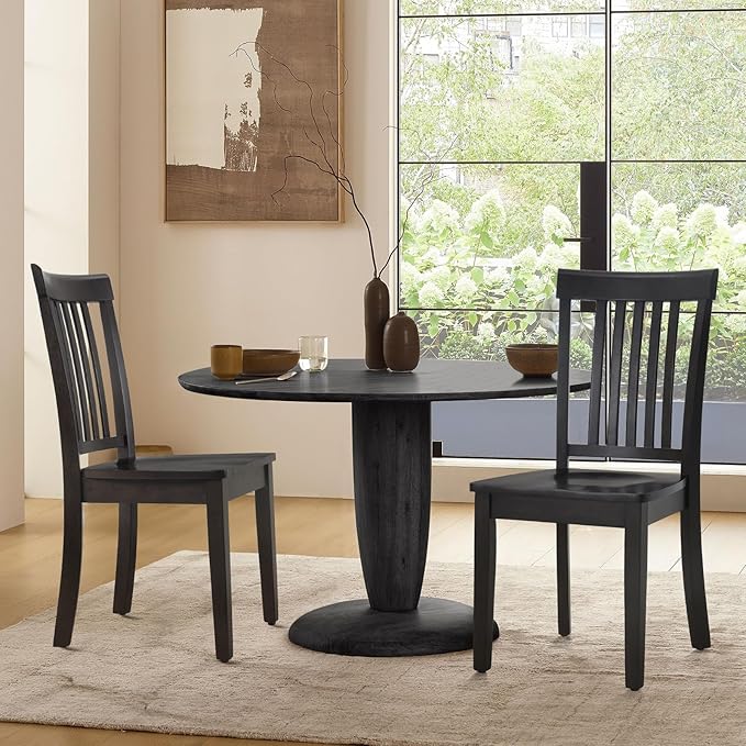 COLAMY Wooden Dining Chairs Set of 4, Spindle High Back Windsor Kitchen Side Chair, Farmhouse Dining Chairs for Kitchen and Dining Room, Dark Brown