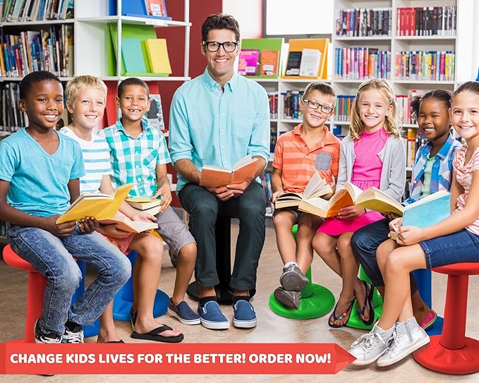 ActiveChairs Kids Wobble Stool, Flexible Classroom Seating Improves Focus, Posture & Helps ADHD/ADD. Get The Wiggles Out Active Fidget Desk Chairs, Pre-Teen 17.75" Chair, Ages 7-12, Grey