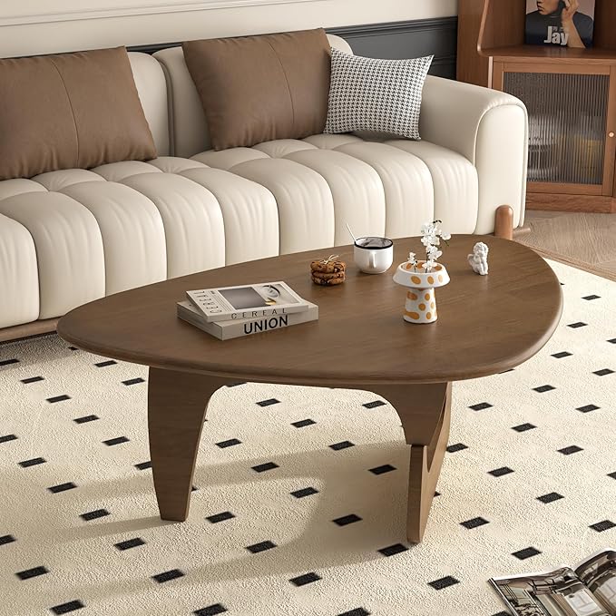 Mid Century Modern Coffee Table, Solid Wood Triangle Coffee Table for Living Room, Modern Tea Table for Home, 43.3x30.7x16.5