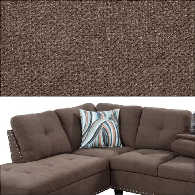 L-Shaped Sectional Sofa, Modern Sectional Couches Home Sofas for Living Room with Movable Chaise, Modular Living Room Sets Furniture for Apartment Bedroom & Office, Brown