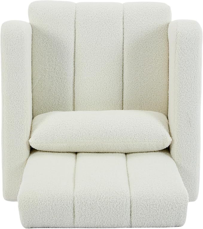 Christopher Knight Home Mapo Wooden Rocking Chair Indoor, Teddy Upholstered Spacious Rocker Chair with Pillow, Comfy Rocking Chair with Armrest for Bedroom, Living Room, Offices, Cream White