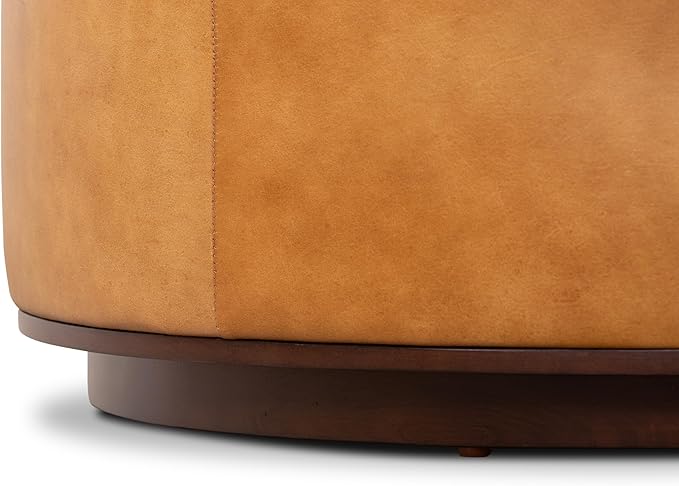 POLY & BARK Herve Storage Ottoman in Cognac Tan